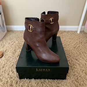 Ralph Lauren Brown Leather Booties (with box)